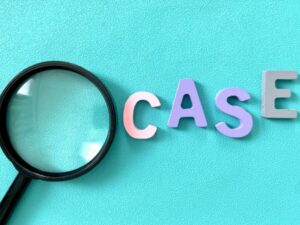 虫眼鏡とカラーCASE文字