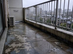 ベランダ床表面が劣化した様子
